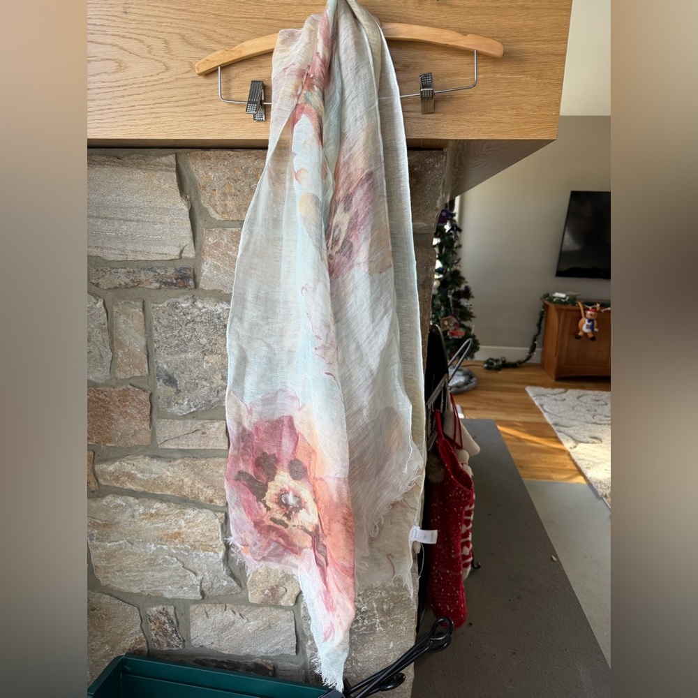 Pure J.Jill Watercolor Floral Scarf linen and cotton - Picture 2 of 8